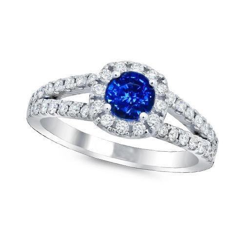 3,25 ct Brillantschliff Ceylon Saphir Diamanten Ring Weißgold 14K - harrychadent.de