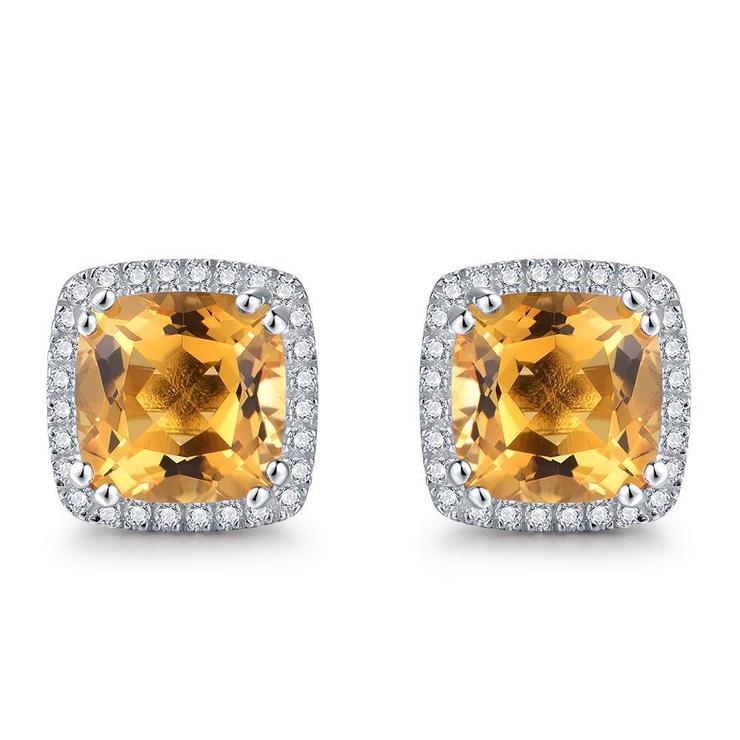 34,80 ct Citrin und Diamanten Ohrstecker Weißgold 14K - harrychadent.de