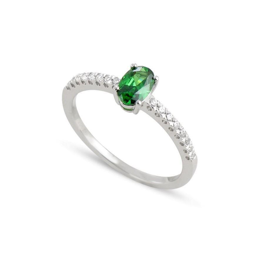 3,5 Karat grüner Ehering mit Smaragd und Aus der Erde Abgebauter Natürlicher Diamant