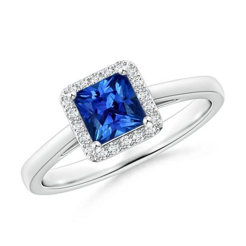 3,50 ct Prinzessin und runder Sri Lanka Saphir Diamantring Weißgold - harrychadent.de