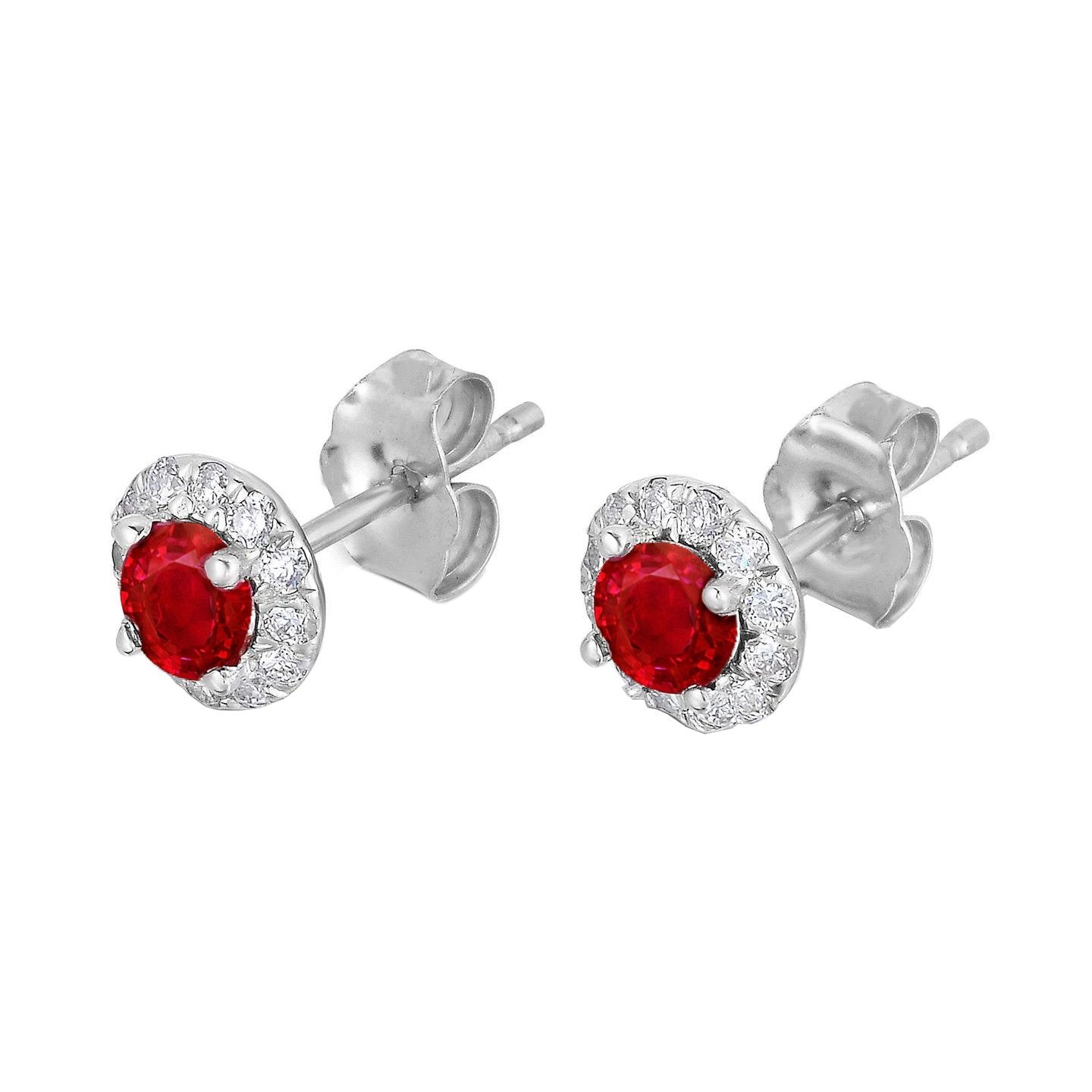 3,60 Karat Roter Rubin und Diamanten Ohrstecker 14K Weißgold - harrychadent.de