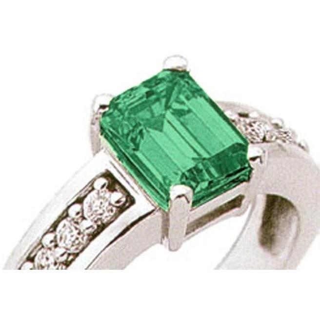 3.75 ct Grüner Smaragd-Aus der Erde Abgebauter Natürlicher Diamant-Ring-Solitär mit Akzenten