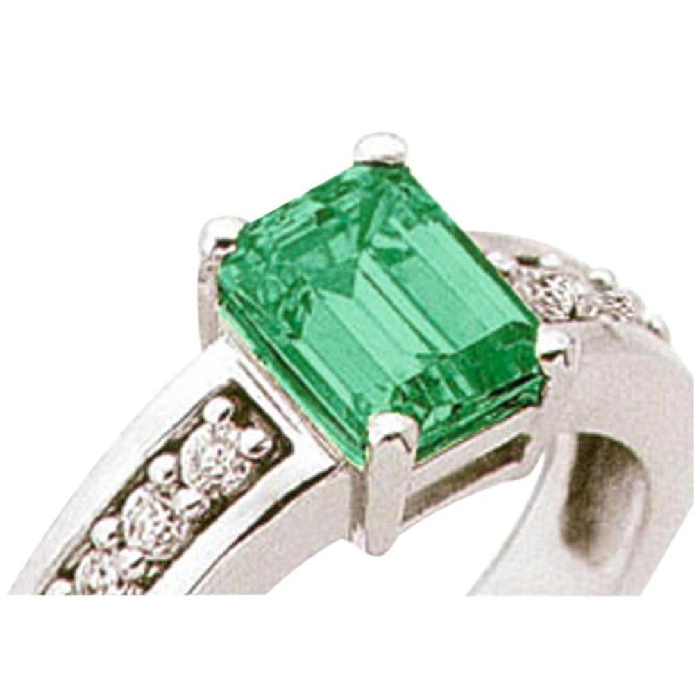 3.75 ct Grüner Smaragd-Aus der Erde Abgebauter Natürlicher Diamant-Ring-Solitär mit Akzenten