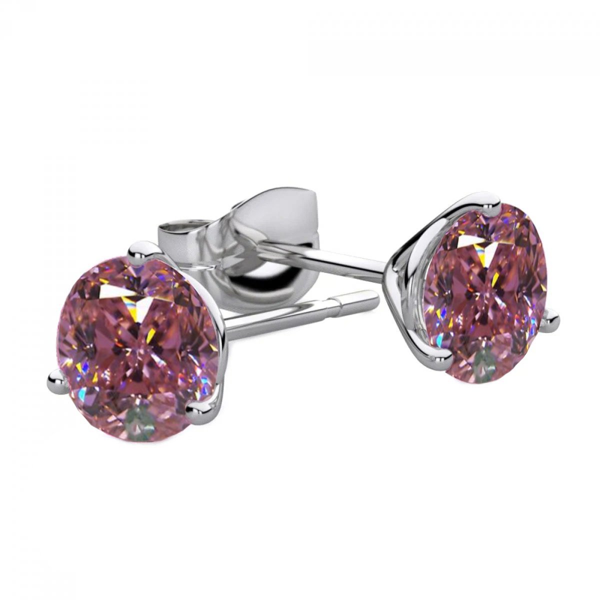 4 Karat Runder Solitär Rosa Saphir Ohrstecker Gold Damenschmuck - harrychadent.de