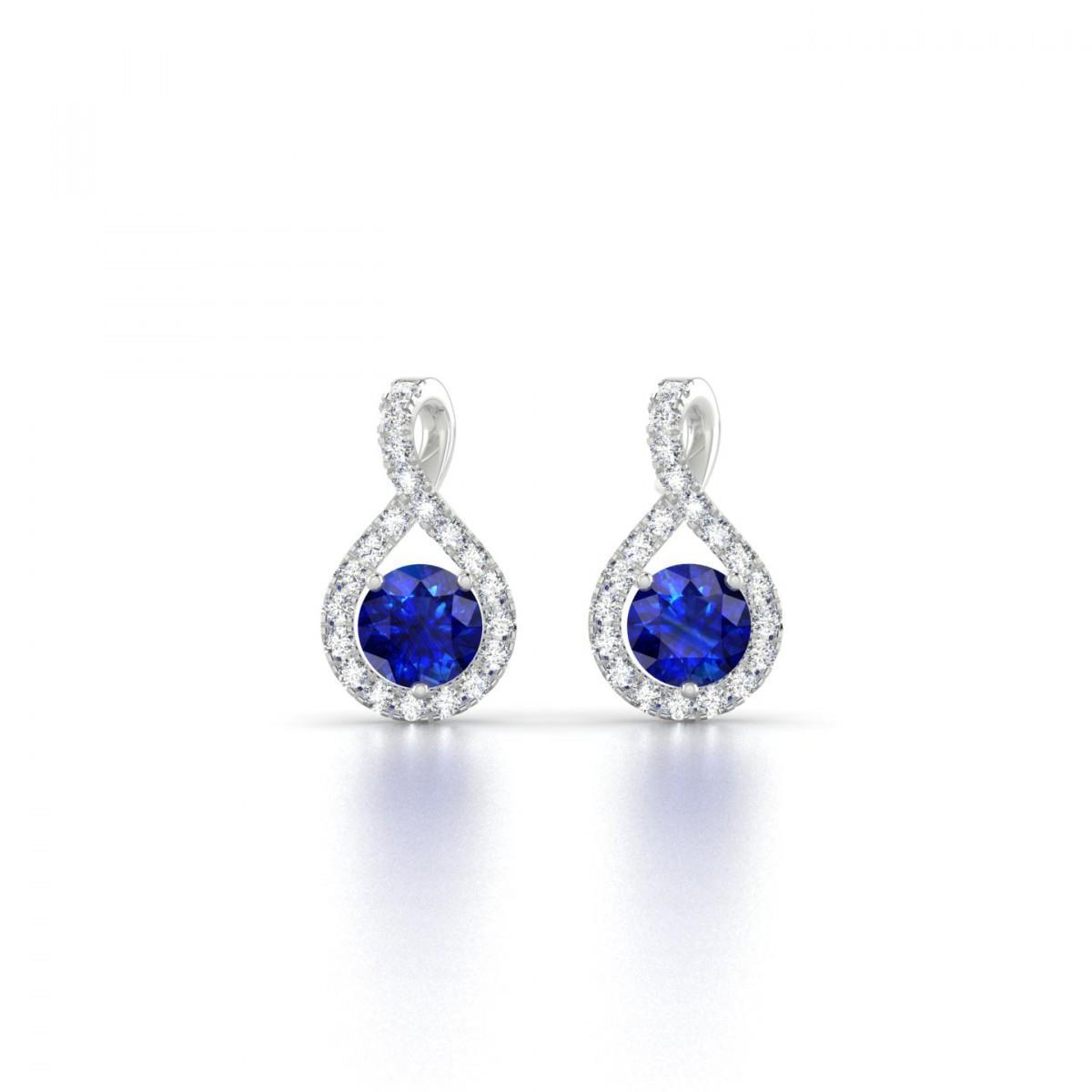 4 Karat Rundschliff Saphir und Diamanten Ohrstecker Gold 14K - harrychadent.de