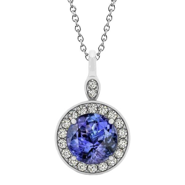 4,20 Karat Brillantschliff Tansanit & Diamanten Anhänger Halskette - harrychadent.de