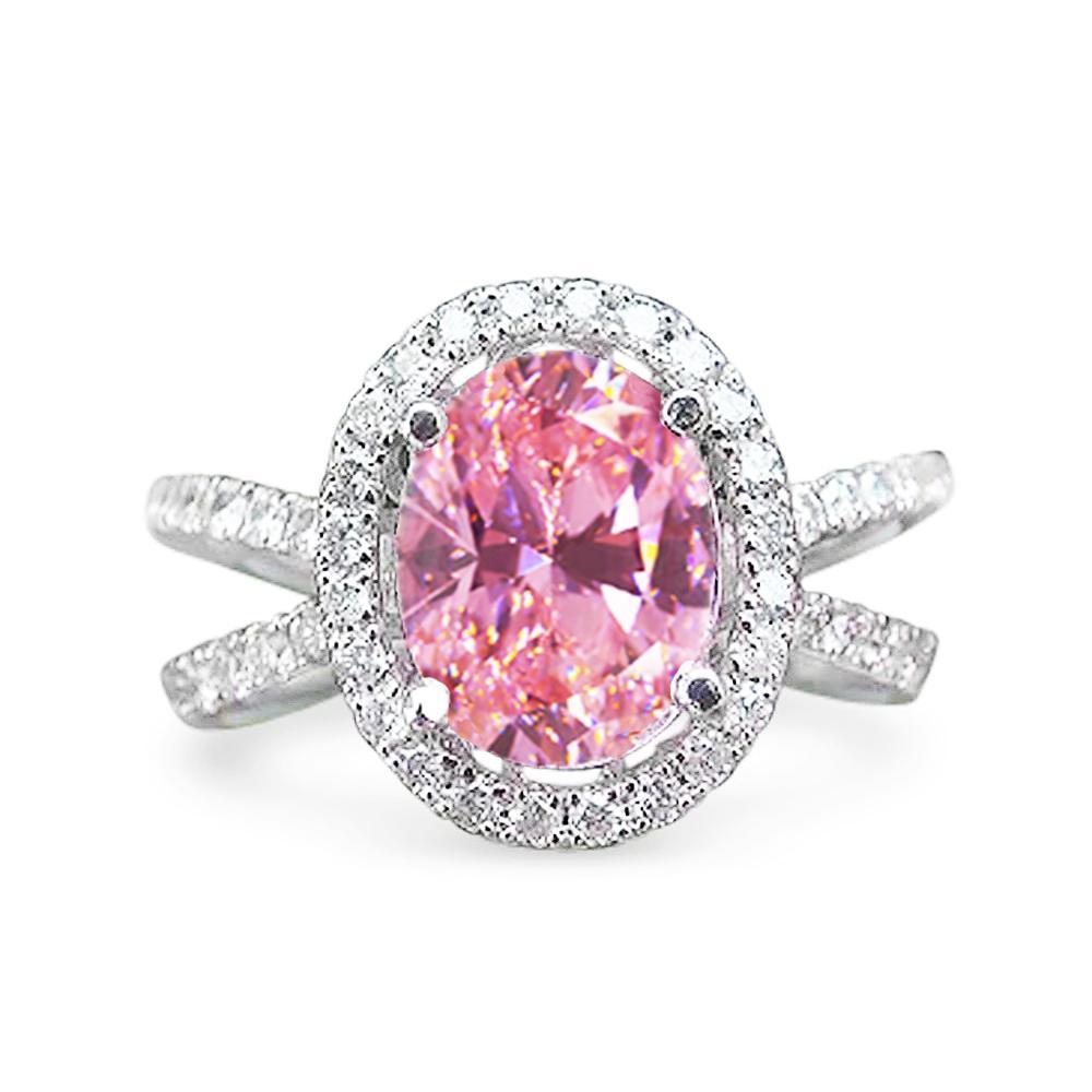 4,25 Karat Rosa Saphir und Diamanten Ehering 14K Weißgold - harrychadent.de