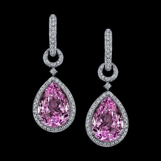 43 Karat Rosa Kunzit Diamant Dangle Lady Ohrring Weißgold - harrychadent.de