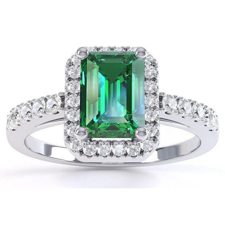 4,40 Karat Grüner Smaragd und Diamanten Ehering Weißgold - harrychadent.de