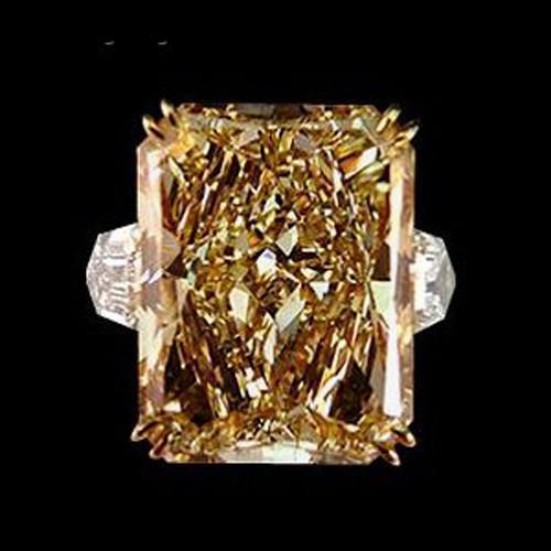 4,40 ct. Strahlender Champagner Aus der Erde Abgebauter Natürlicher Diamantring Gelbgold 14KNeu