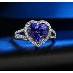4,45 ct Blauer Saphir-Diamant-Fancy-Ring im Herzschliff Weißgold 14K - harrychadent.de