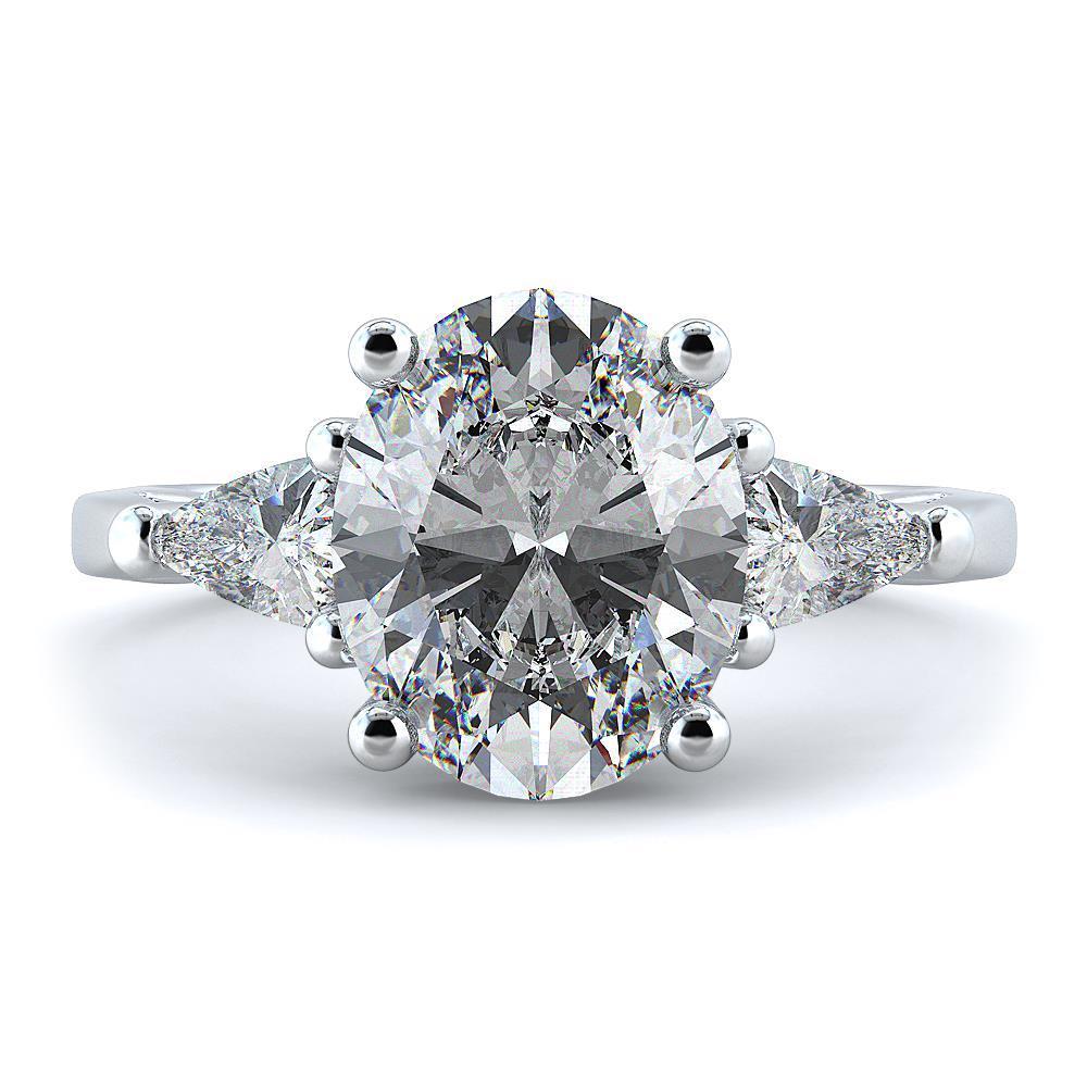 4,5 Karat Ovalschliff Diamant Drei-Steine-Verlobungsring Weißgold - harrychadent.de