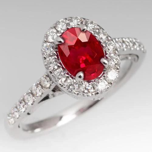 4,5 Karat Ovalschliff Rubin- und Diamantring Weißgold Damenschmuck - harrychadent.de