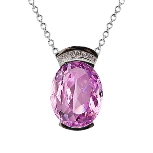 46 Karat Oval Rosa Kunzit Edelstein Halskette Anhänger Gold 14K - harrychadent.de