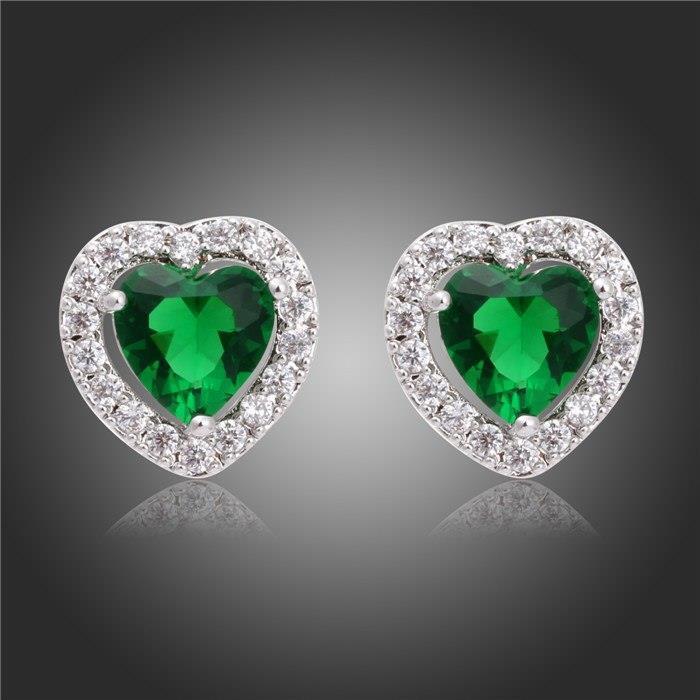 4,70 ct grüner Smaragd- und Aus der Erde Abgebauter Natürlicher Diamant-Halo-Ohrring