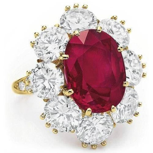 4,75 ct Roter Saphir mit Diamanten Ehering Weißgold 14K - harrychadent.de