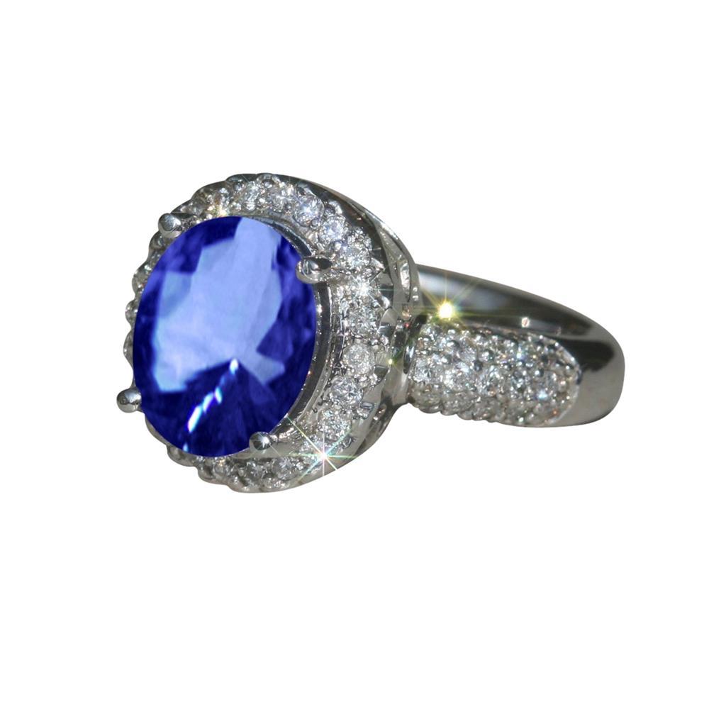 4.40 Karat Ceylon Saphir Pave Diamants Jubiläumsring massiv WG 14K - harrychadent.de