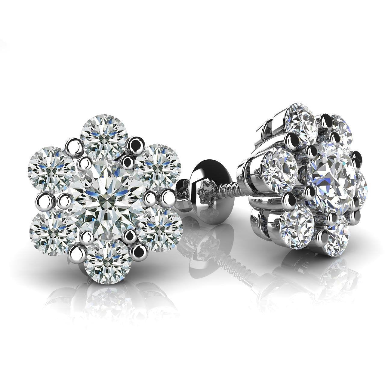 5 Carats Runden Aus der Erde Abgebauter Natürlicher Diamant Flower Shape Women Stud Halo Earrings