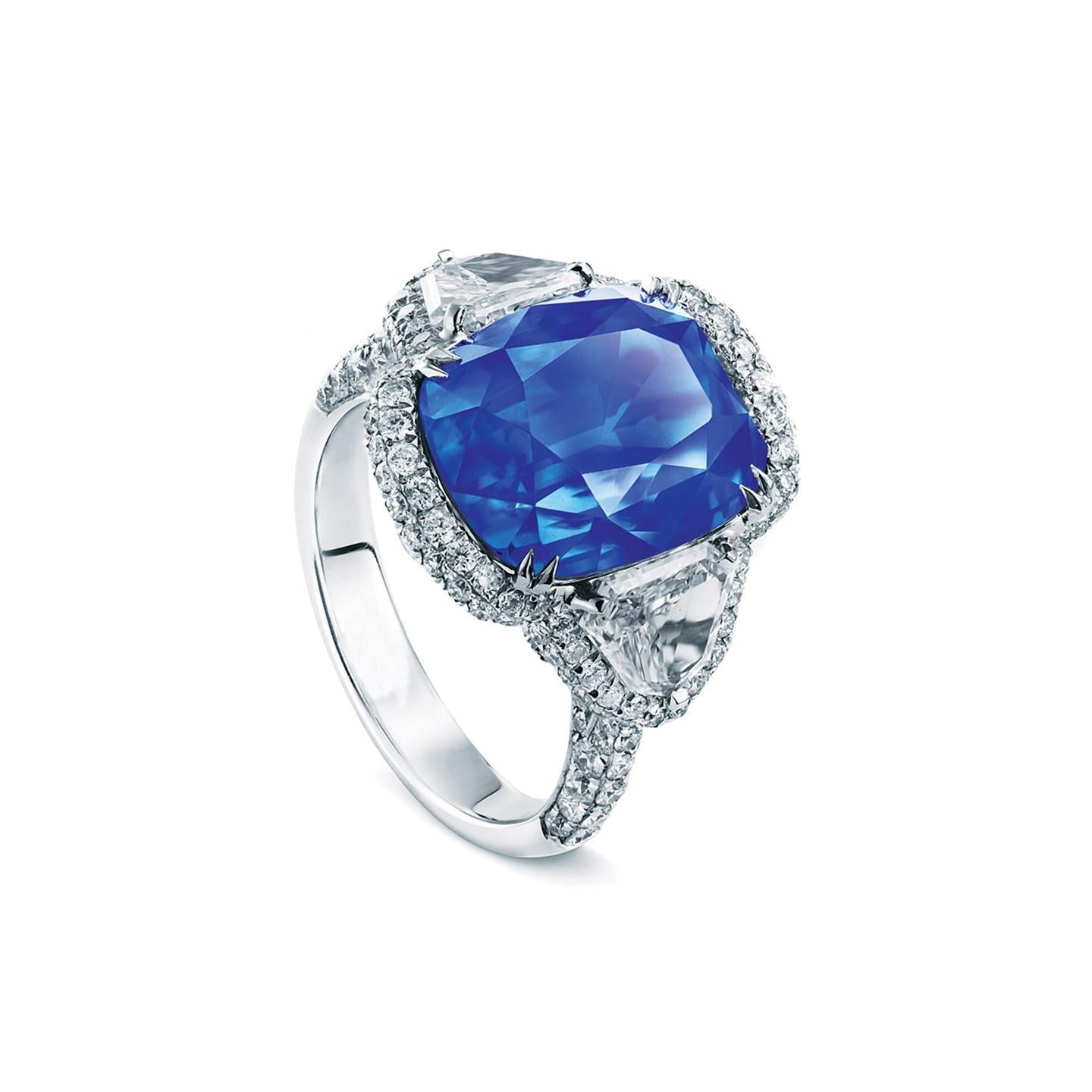 5 Karat Sri Lanka Saphir Aus der Erde Abgebauter Natürlicher Diamanten Ring Weißgold 14K
