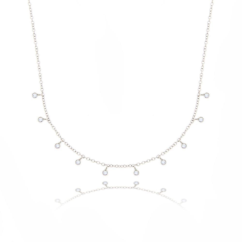 5 Karat runde Diamanthalskette aus massivem Weißgold 14K Damenschmuck - harrychadent.de