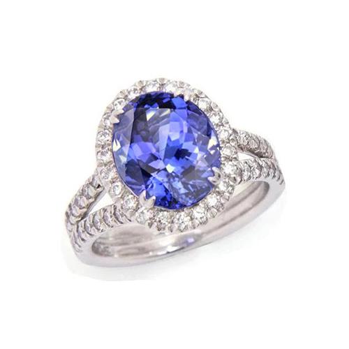 5,25 Kt Blauer Tansanit und Diamanten Ring 14K Weißgold - harrychadent.de