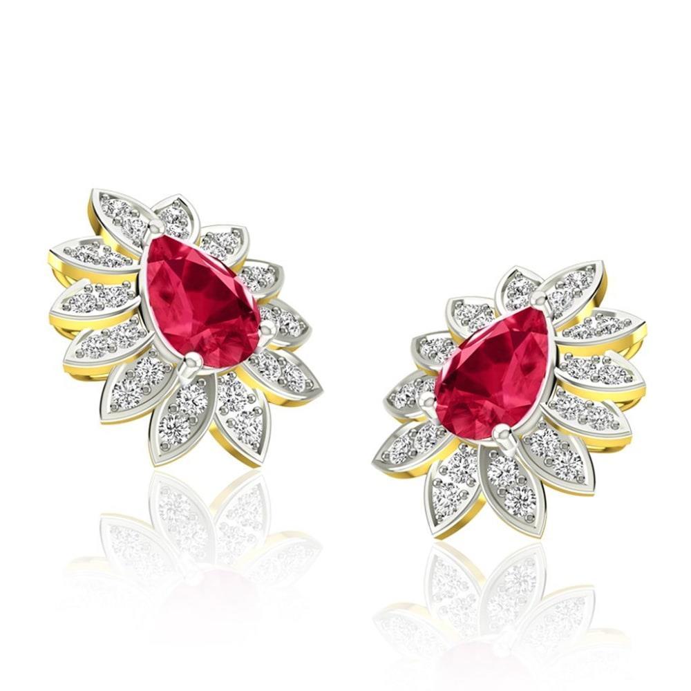 5,40 Karat Krappenset Rubin und Diamanten Ohrstecker Yg 14K - harrychadent.de