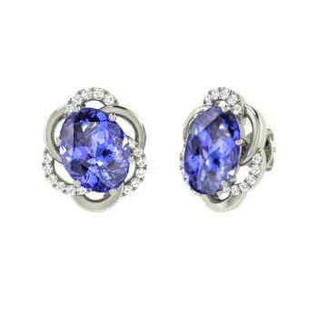 5,50 Karat Tansanit mit Diamanten Ohrstecker Weißgold 14K - harrychadent.de