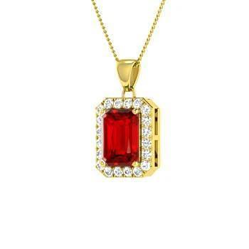 5,60 Karat Krappenset Rubin mit Diamanten Anhänger Gelbgold 14K - harrychadent.de