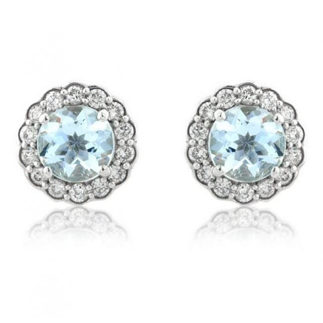 5,60 Karat Runde Aquamarin mit Diamanten Ohrringe Weißgold 14K - harrychadent.de