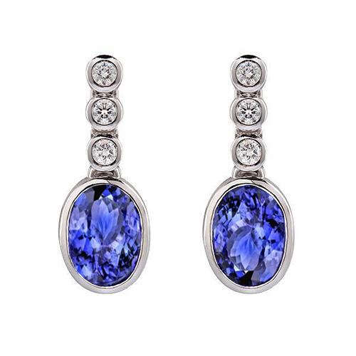 5,60 ct Lünette Set Tansanit mit Diamanten Ohrhänger Weißgold - harrychadent.de