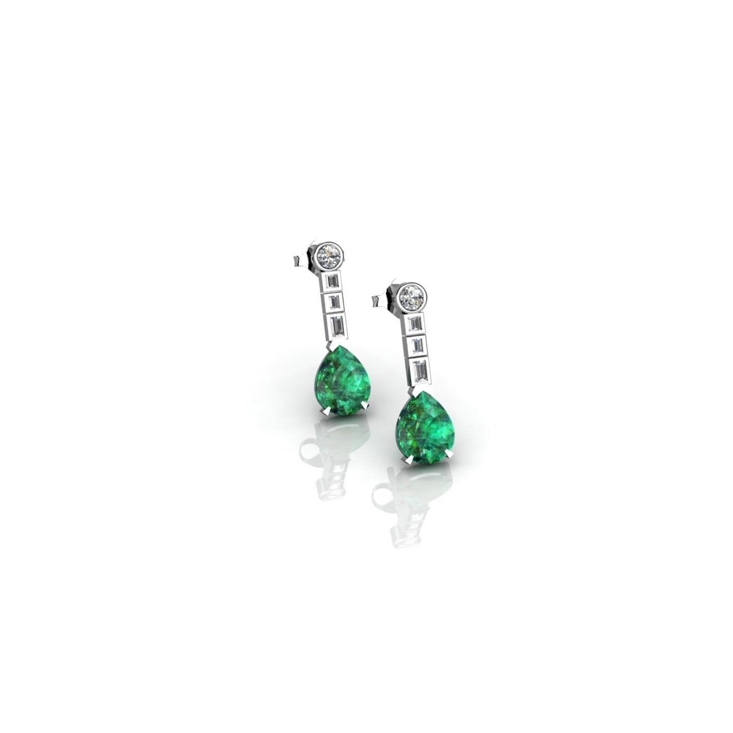 5,80 ct Grüne Smaragd-Aus der Erde Abgebauter Natürlicher Diamant-Ohrringe 14K Weißgold