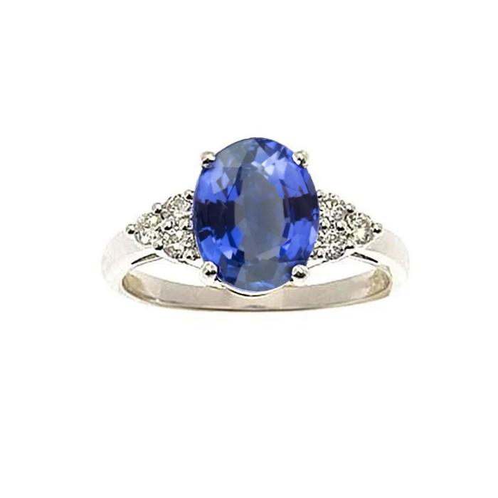 5.30 Kt Ovaler srilankischer Saphir-Aus der Erde Abgebauter Natürlicher Diamant-Ring Weißgold 14K