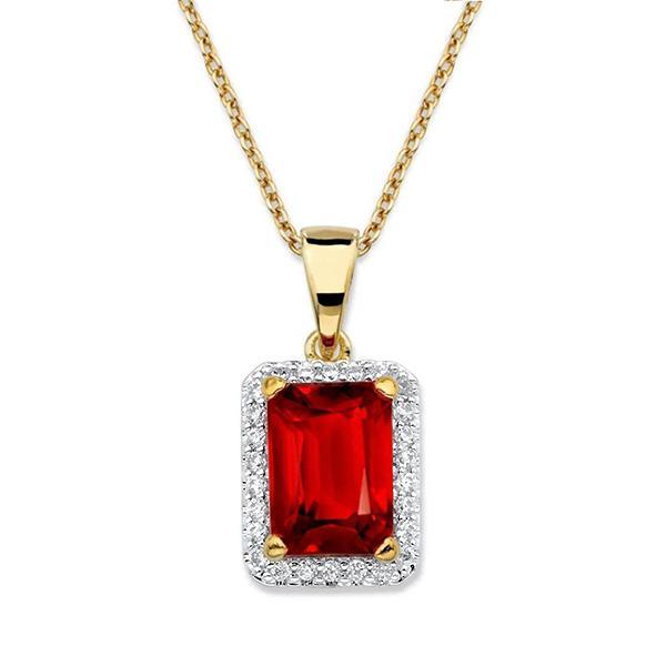 5.65 Karat strahlender Rubin mit Aus der Erde Abgebauter Natürlicher Diamanthalskette Gold 14K