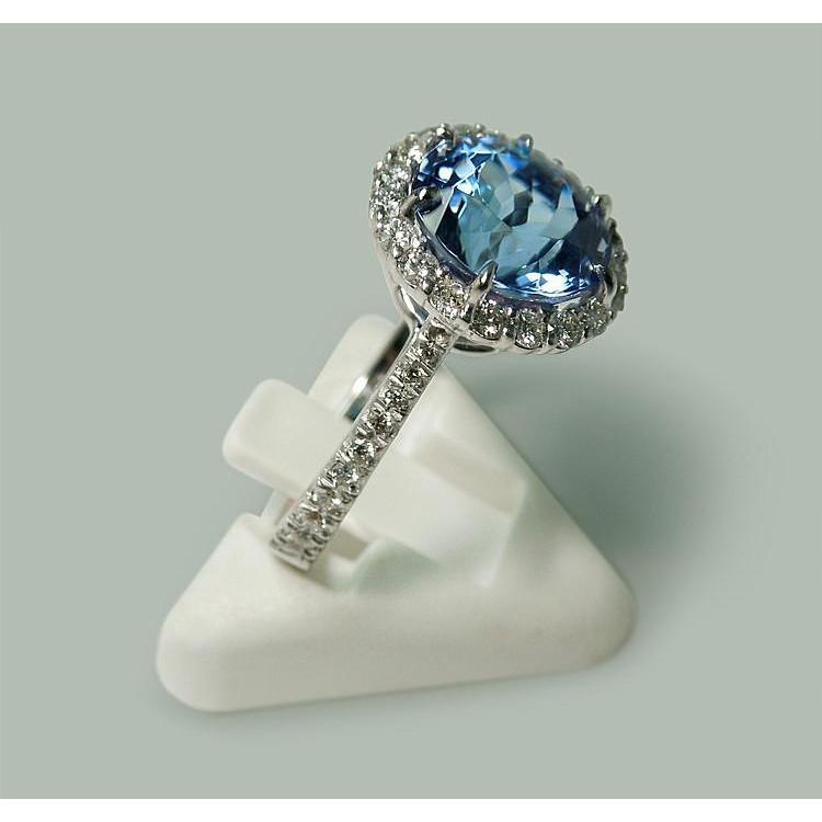 6 ct. Runder Tansanit & Aus der Erde Abgebauter Natürlicher Diamanten Solitär mit Akzenten Ring WG 14K
