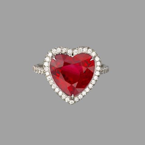 6,25 Karat Rubin-Edelstein-Diamant-Ring im Herzschliff Weißgold 14K - harrychadent.de
