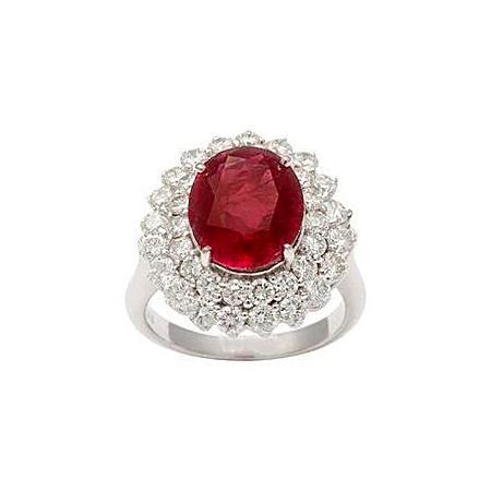 6,25 Kt Rubin im Ovalschliff mit Diamanten Ring Weißgold 14K - harrychadent.de