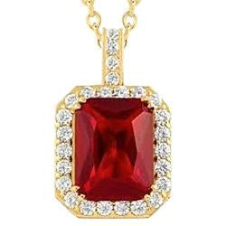 6,45 Karat Rubin und Diamant Halskette Anhänger Gelbgold Schmuck - harrychadent.de