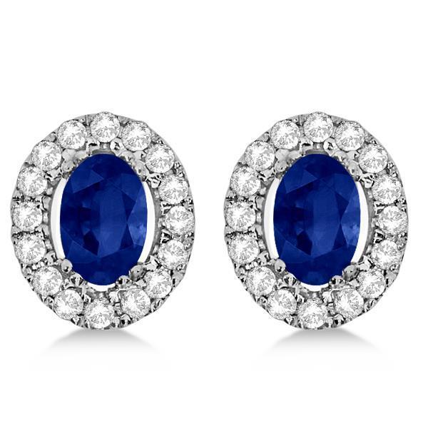 6,80 Karat Blauer Saphir und Aus der Erde Abgebauter Natürlicher Diamant Ohrstecker Halo