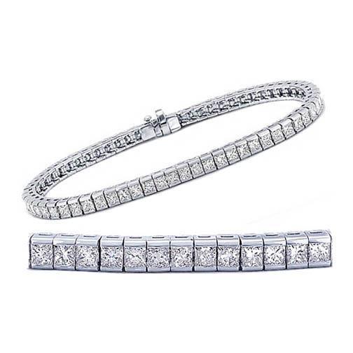 6,80 Karat natürliches Prinzessin-Schliff-Aus der Erde Abgebauter Natürlicher Diamanten-Tennis-Armband Gold 14K