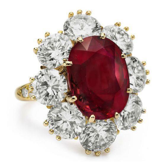 7,25 ct Krappen-Set Ovalschliff Granat und Diamanten Verlobungsring - harrychadent.de