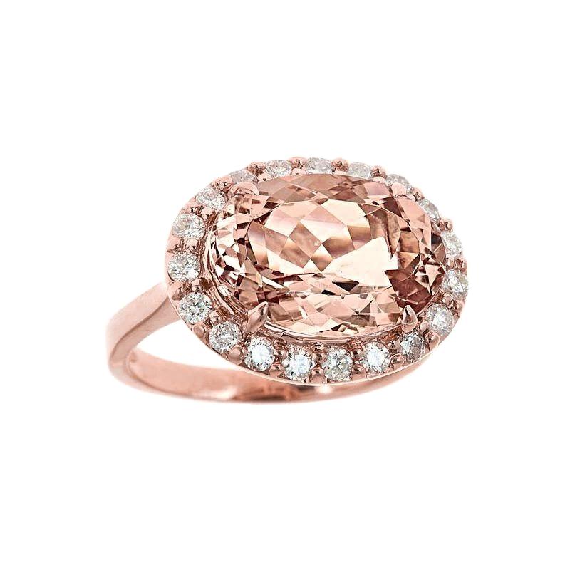 8.10 Kt Morganit Fancy Ring mit Aus der Erde Abgebauter Natürlicher Diamanten Roségold 14K