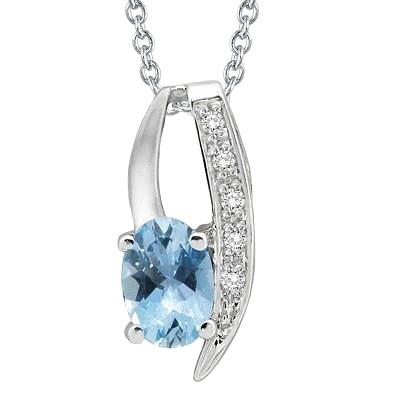 8,50 ct Krappenset Aquamarin und Diamanten Anhänger Weißgold 14K - harrychadent.de