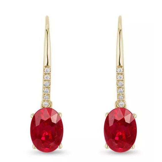 8,60 ct Rubin mit Diamanten Ohrringe Gelbgold 14K - harrychadent.de