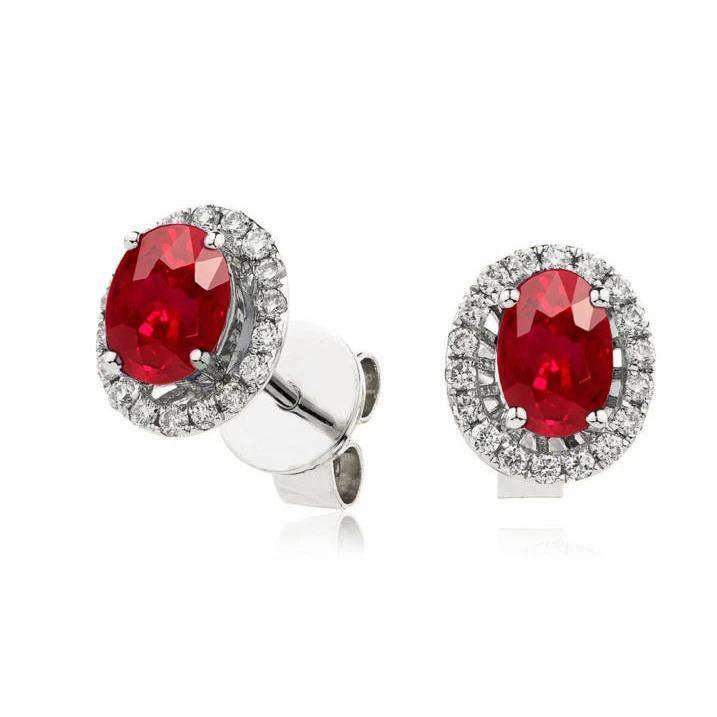8.20 Karat Rubin und Diamanten Ohrstecker Weißgold 14K - harrychadent.de