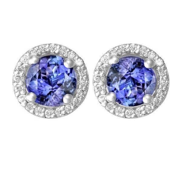 8.44 Kt Tansanit & Diamanten Ohrstecker Gold Weiß 14K - harrychadent.de