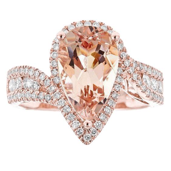 9 Karat Birnen-Morganit mit runden Diamanten Ring 14K Roségold - harrychadent.de