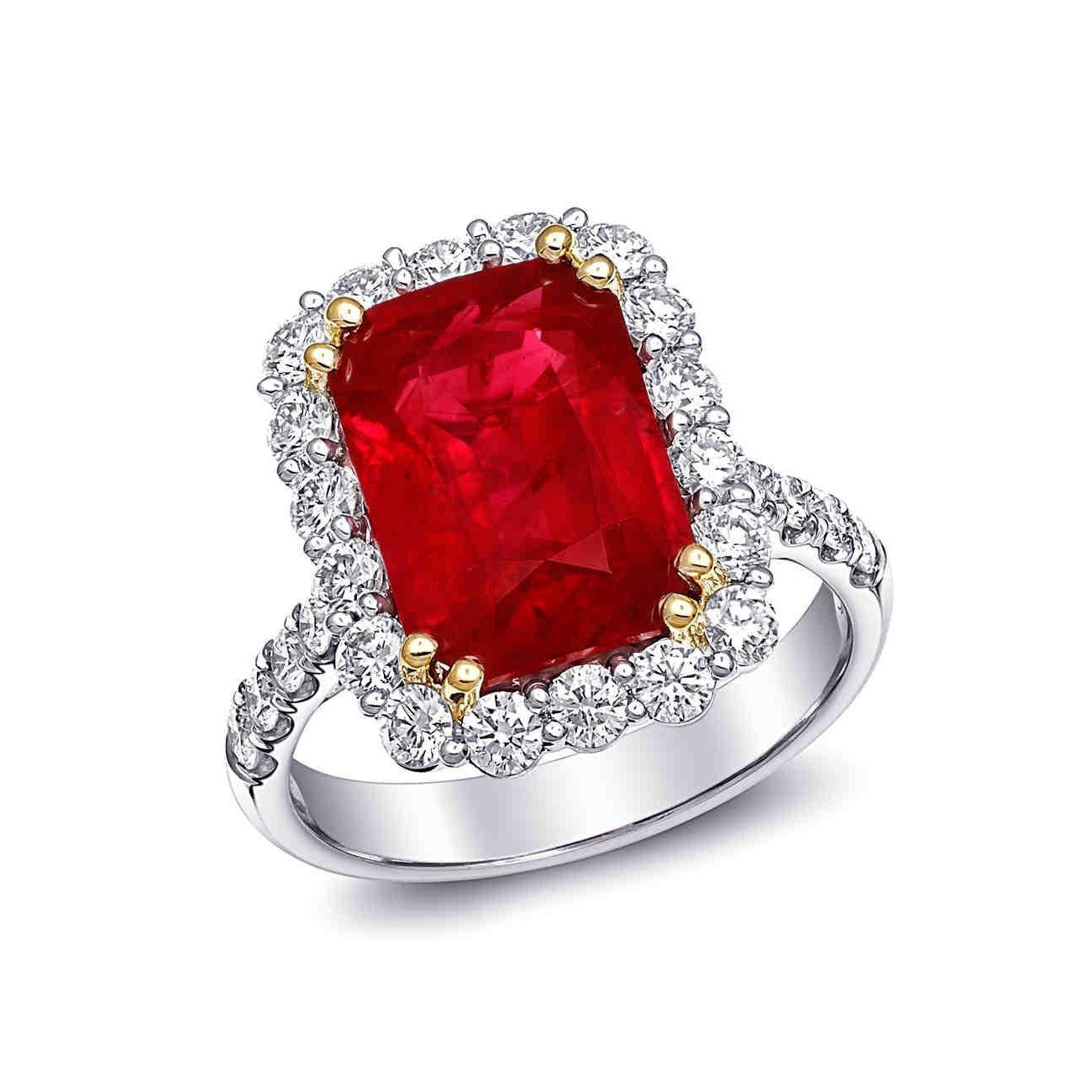 9 Karat Roter Kissenform Rubin Diamant Ehering Zweifarbiges Gold 14K - harrychadent.de