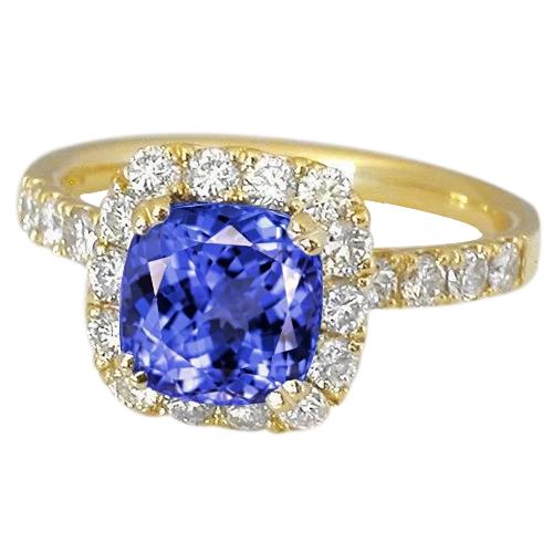 9.00 Kt Tansanit und Diamanten Ring Gold Gelb 14K - harrychadent.de