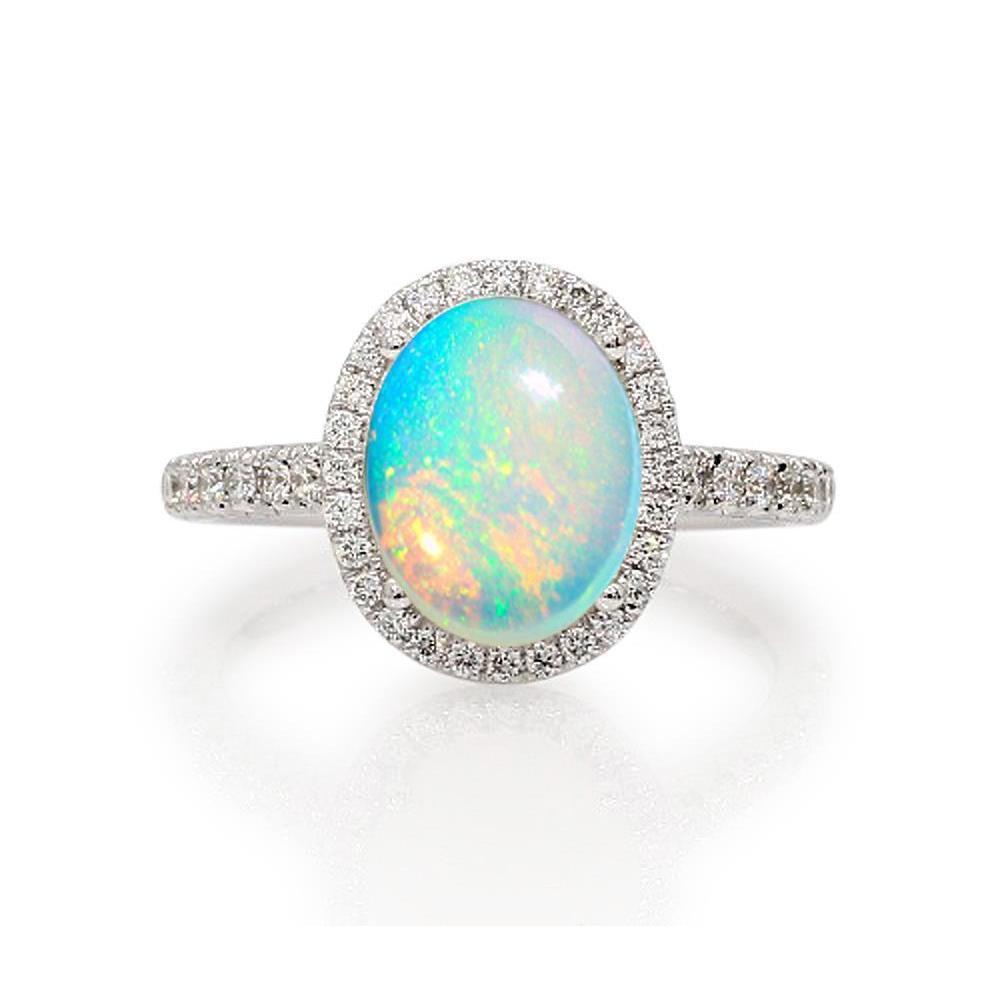 9.40 Kt Großer Opal Und Diamanten Jubiläumsring Weißgold 14K - harrychadent.de