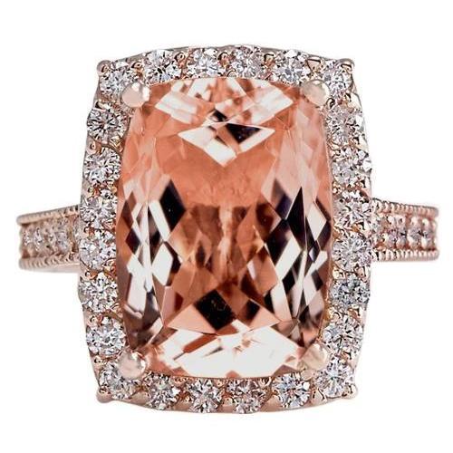 9.50 Kt Halo Morganit mit Diamanten Ehering Roségold - harrychadent.de